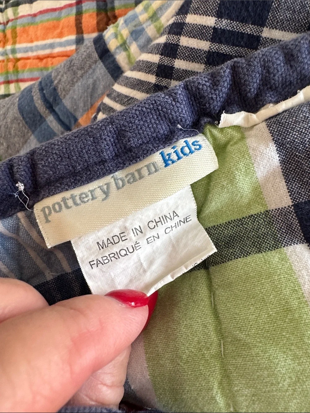 Pottery Barn Kids Madras Plaid Patchwork reversible quilt Twin